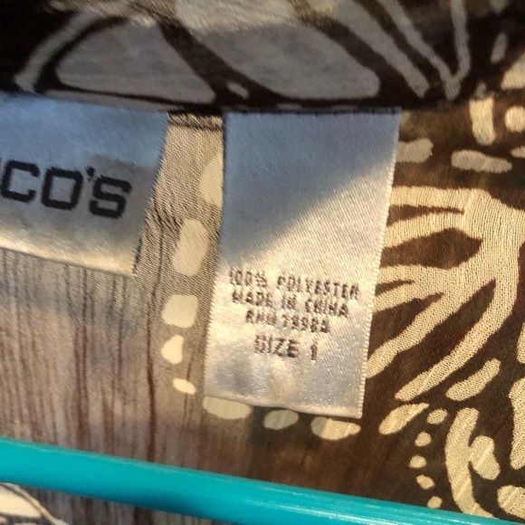 Chico’s size 10 Duster brown and white high /low w/ side slits can tie front - Picture 5 of 12